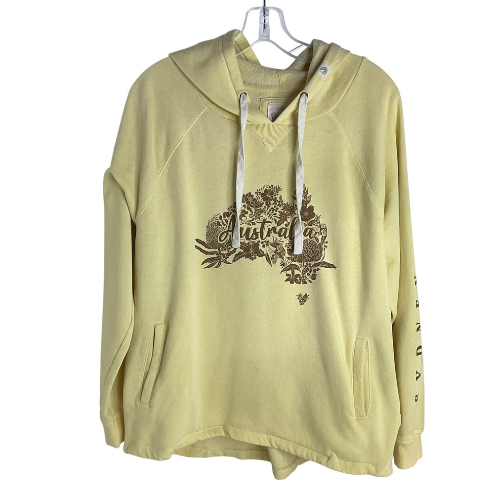 Splendid Creations Australia Floral‎ Graphic Hoodie Sydney Yellow Womens XL
